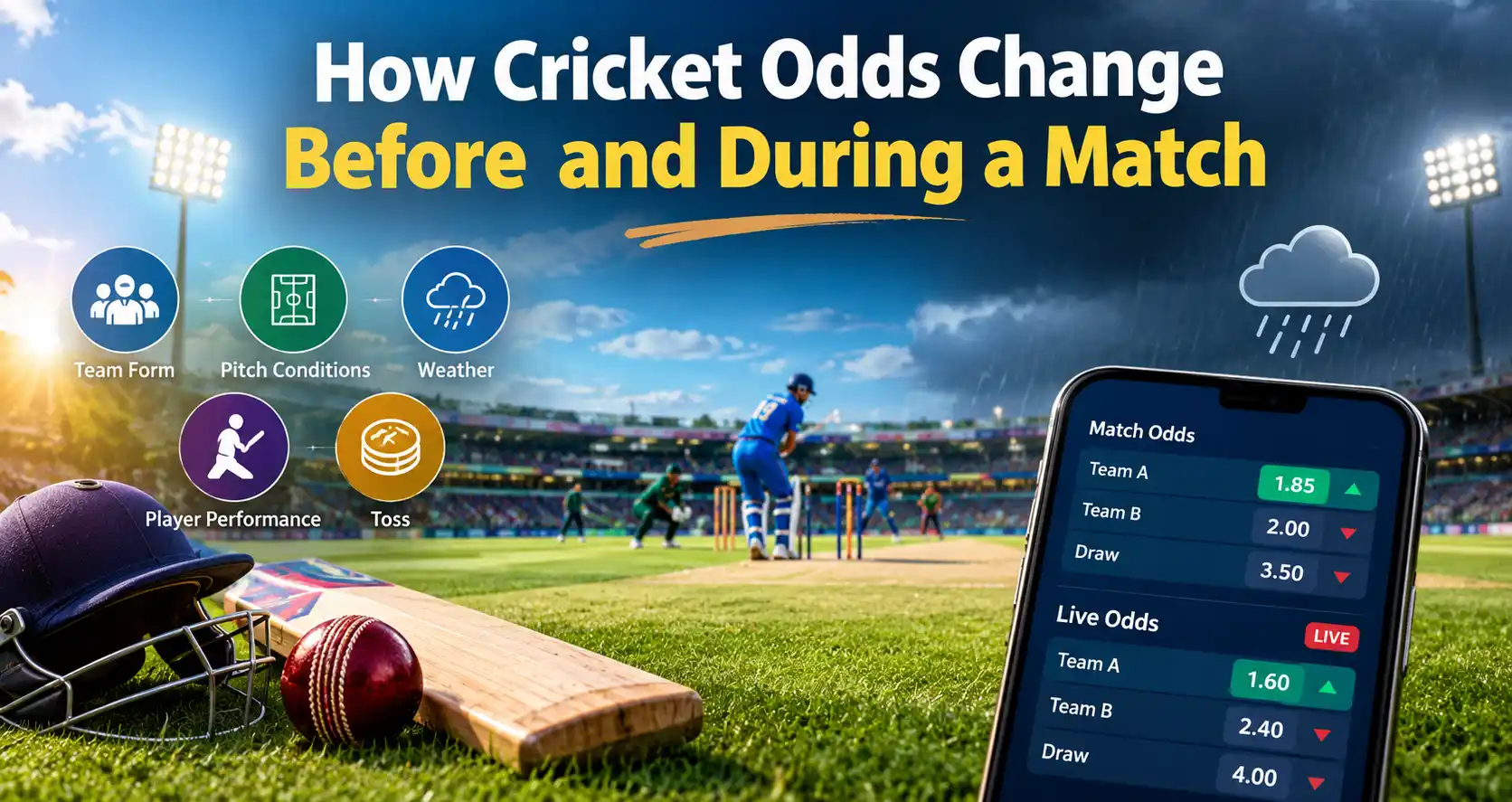 Cricket odds changing before and during a match